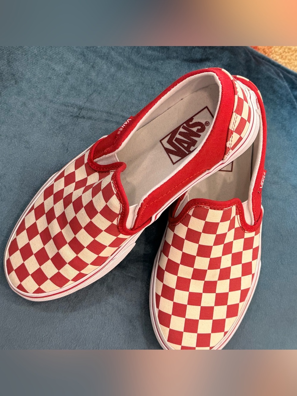 Vans woman’s Slip-On Checkerboard Red and White
